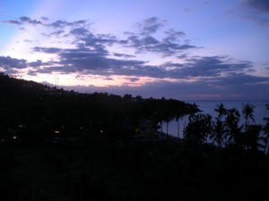 Sunset in Amed, view from our hotel